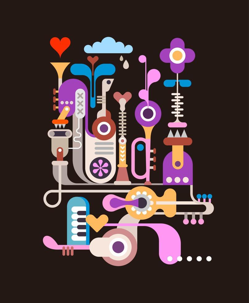 Abstract Design With Music Instruments vector