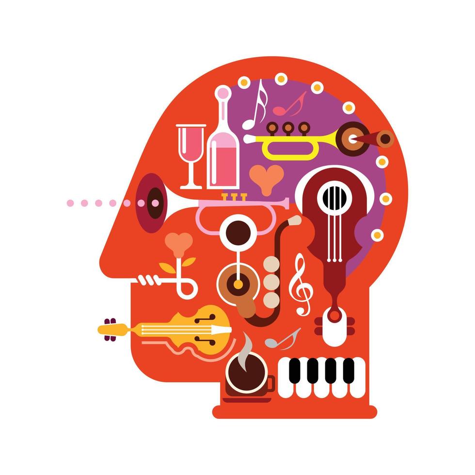ilustración de vector de cabeza de música