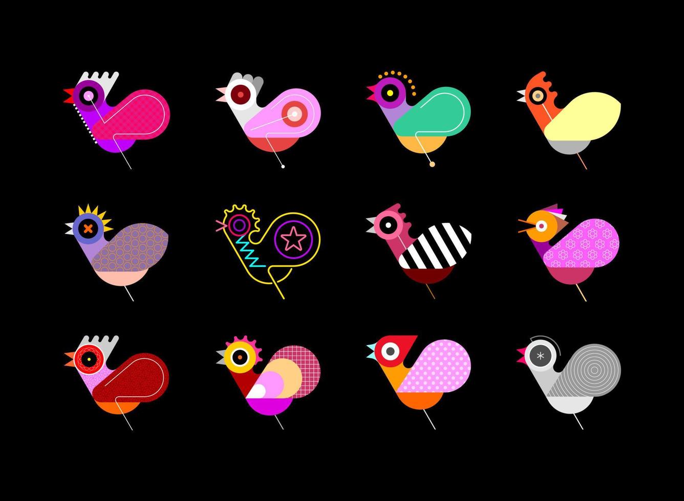 conjunto de iconos de vector de pájaro