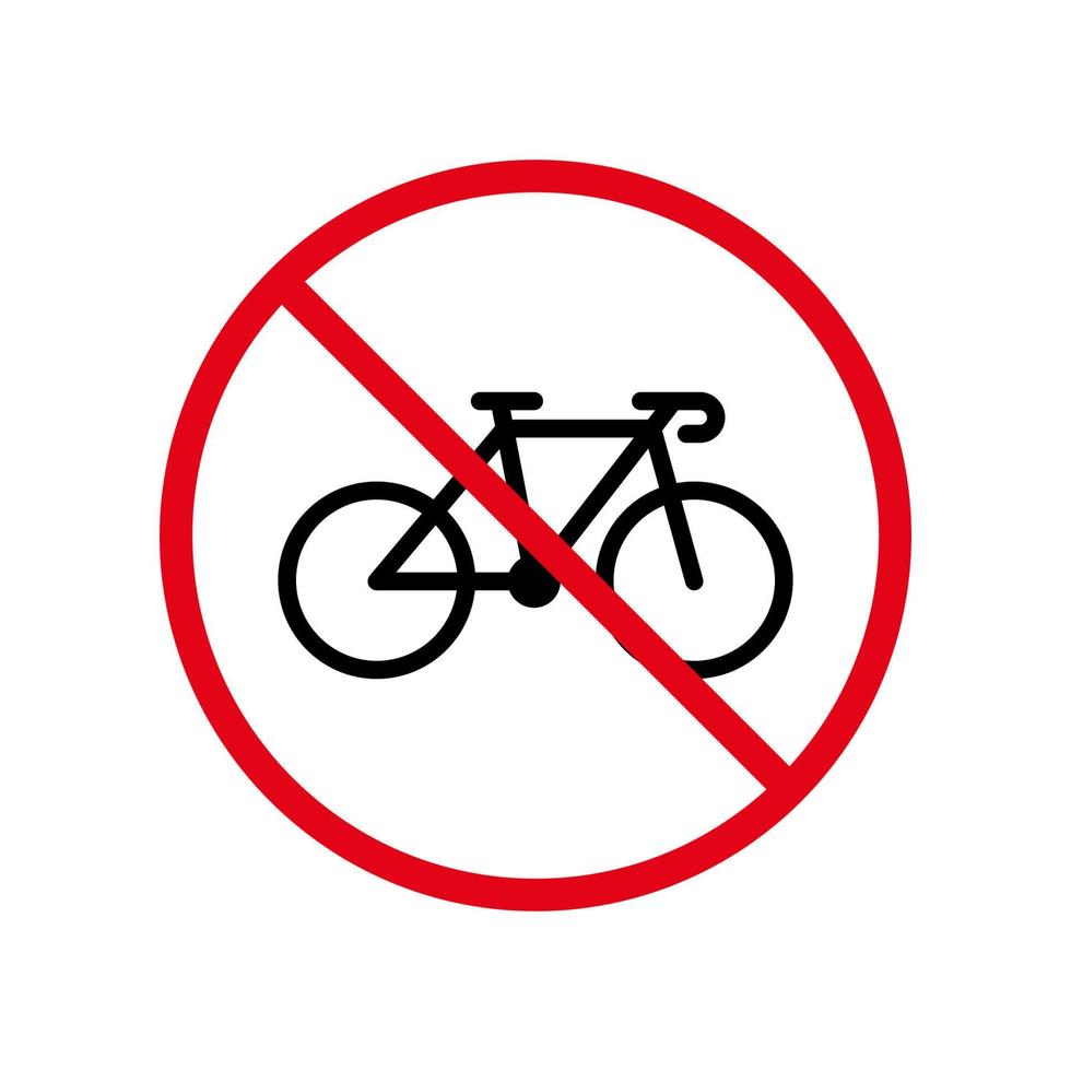 Bike Cycle Ban Black Silhouette Icon. Bicycle Parking Forbidden Pictogram. Bike Race Red Stop Circle Symbol. No Allowed Bicycle Road Sign. Bycicle Prohibited. Isolated Vector Illustration.