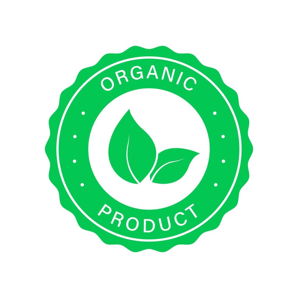 Natural Bio Healthy Eco Food Logo. Bio Organic Product Green Sign. Environment Vegan Eco Food Label. Organic Product Leaf Icon. Nature Organic Product Sticker. Isolated Vector Illustration.