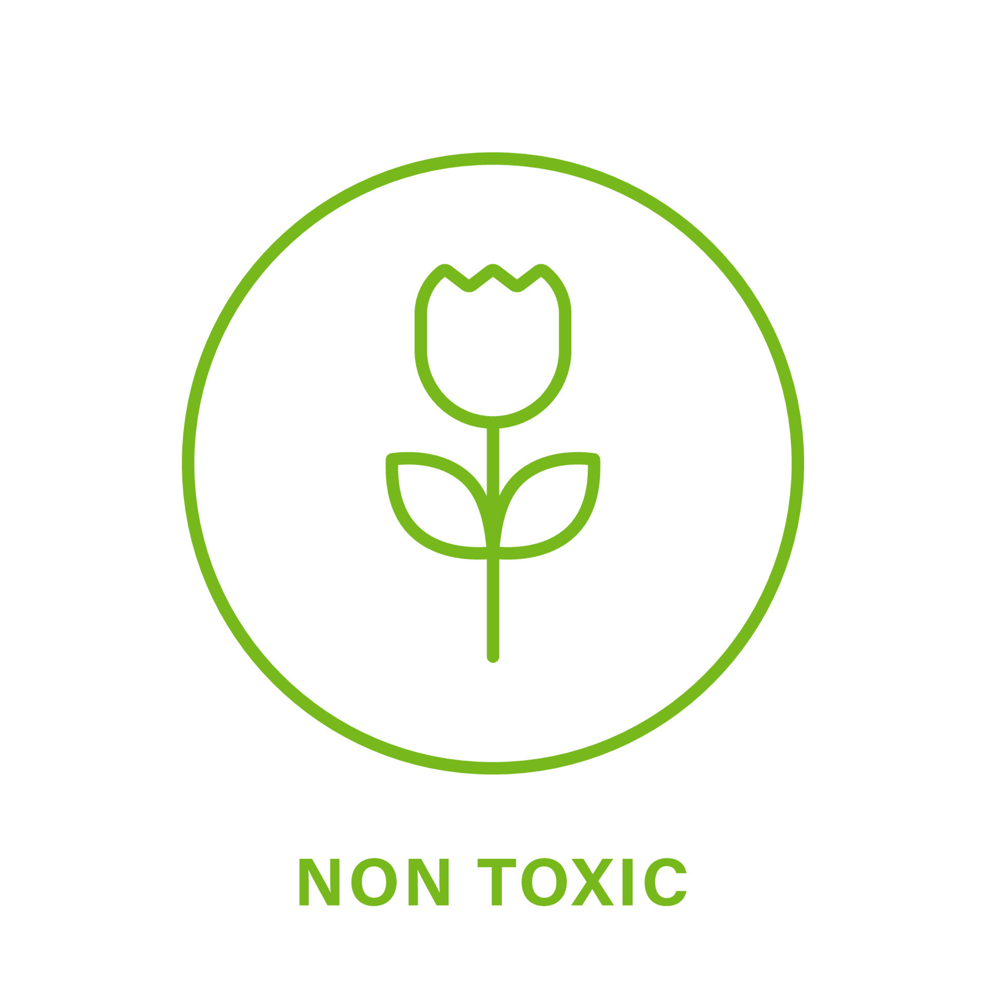 Non Toxic Proven Line Green Icon. No Toxin Chemical Safety Product