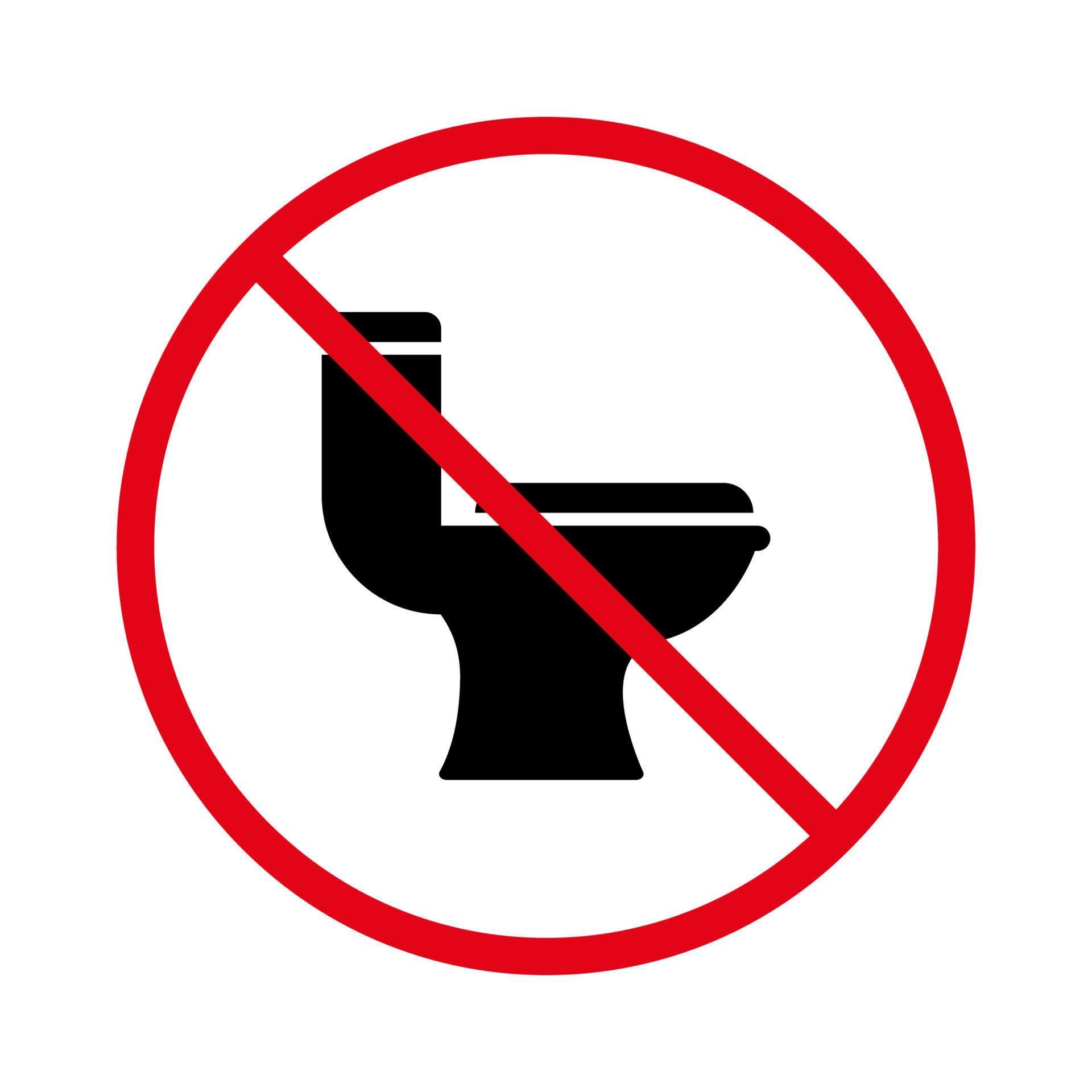 Toilet Ban Black Silhouette Icon. Forbidden WC Pictogram. Warning Dont
