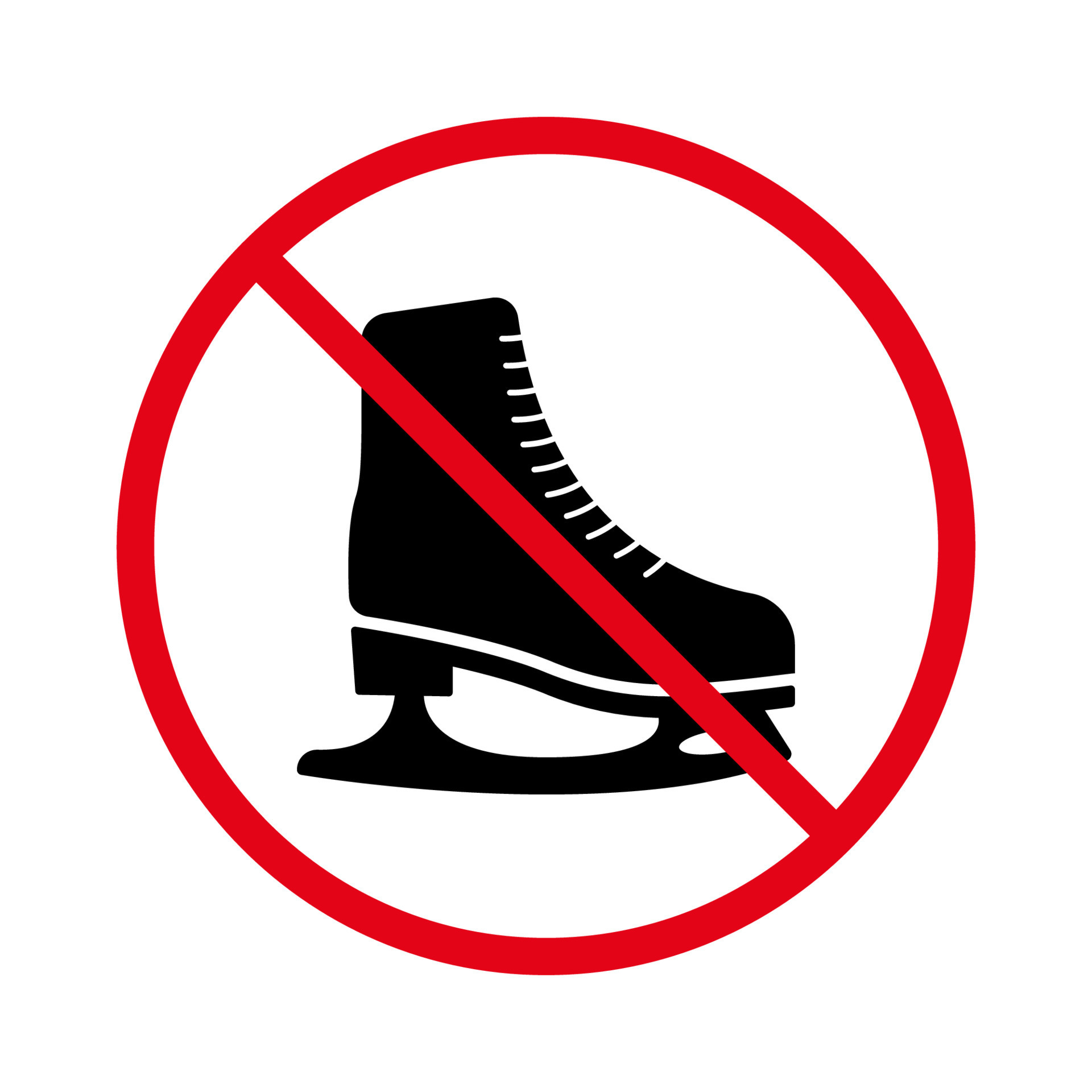 Ban Ice Skate Black Silhouette Icon. Forbidden Figure Skating Pictogram. Skater Red Stop Symbol