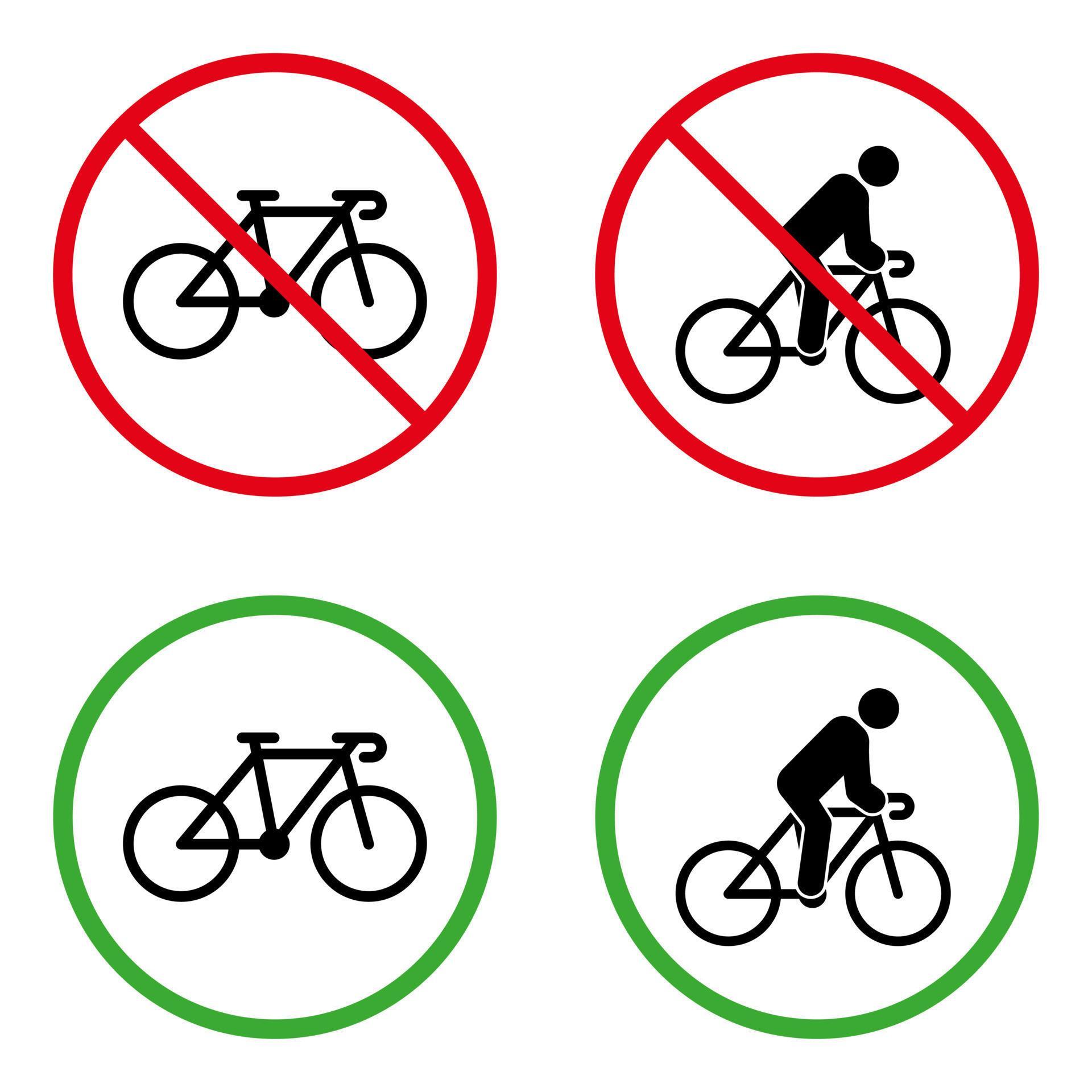 Man on Bike Forbidden Pictogram. Permit Cyclist Green Circle Symbol. No