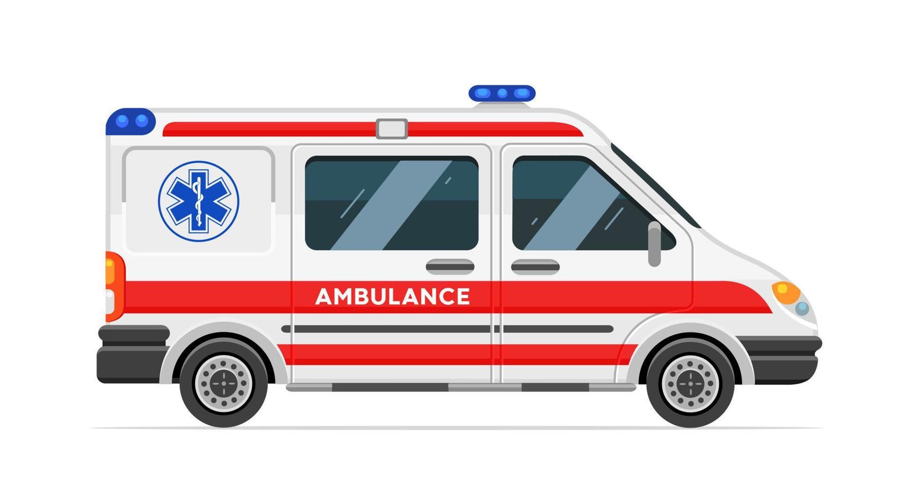 ambulancia sobre un fondo blanco. vehículo médico. ilustración vectorial vector