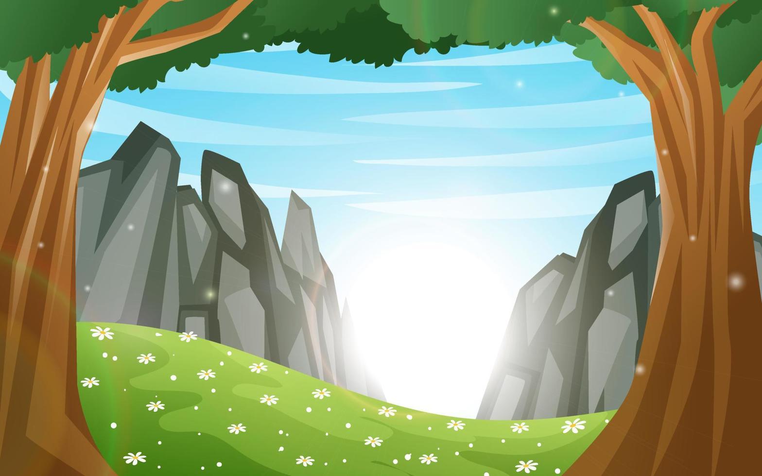 Nature forest landscape with rock mountain vector