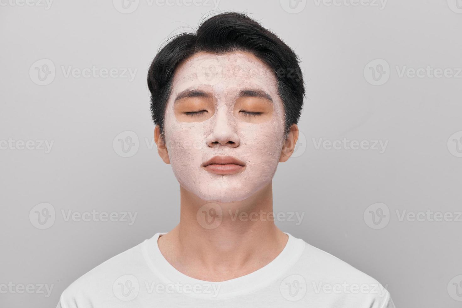men skin care mask on white background photo