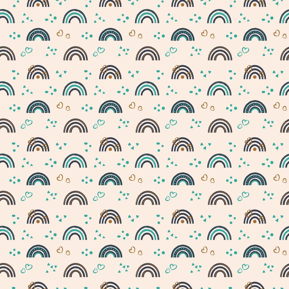 Seamless pattern with hand drawn boho rainbow vector