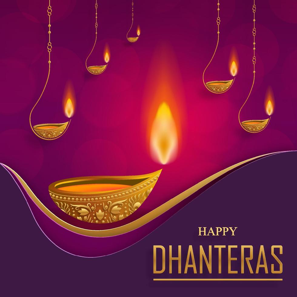 feliz tarjeta del festival dhanteras vector