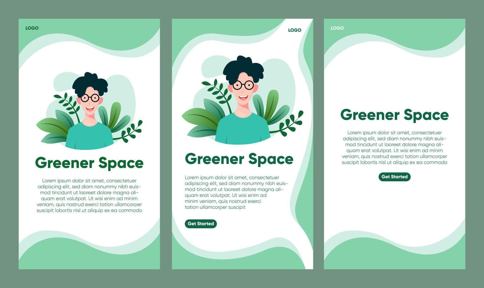 Editable Social Media Stories Template With Illustration Of a Boy and Green Background vector