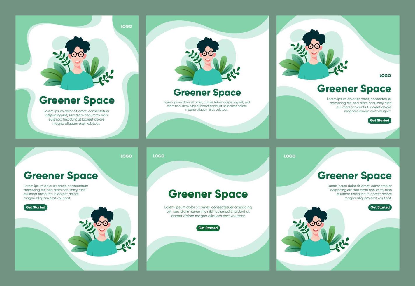 Editable Social Media Post Template With Illustration Of a Boy and Green Background vector