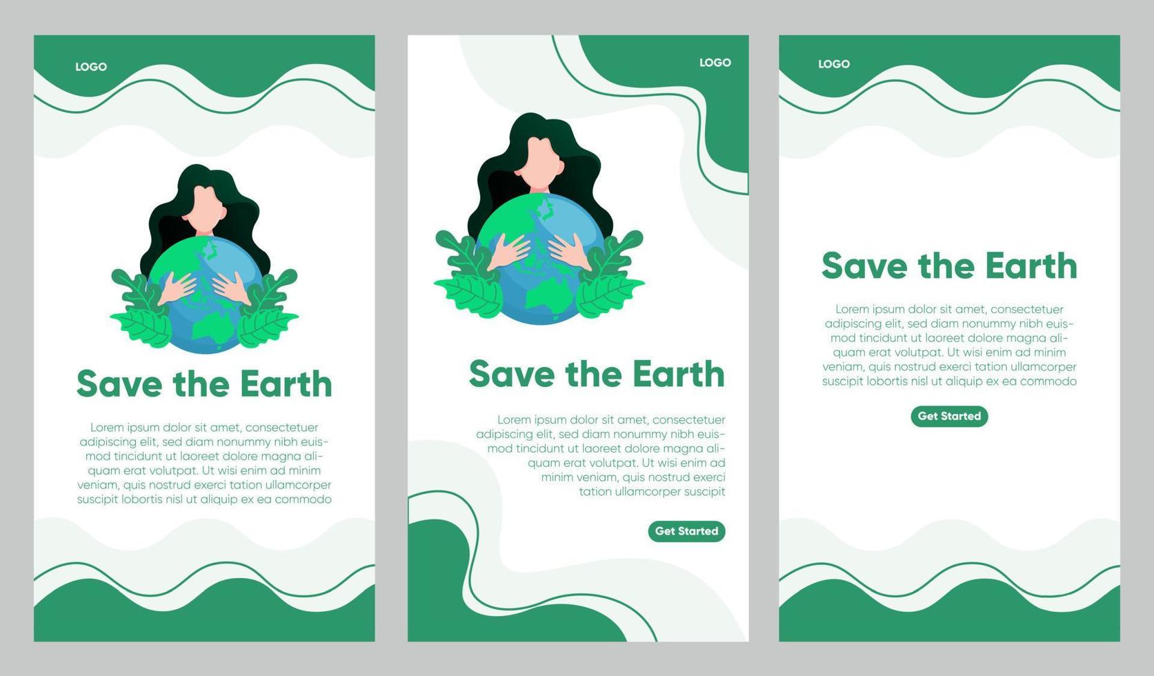 plantilla editable de historias de redes sociales con ilustración de salvar la tierra vector