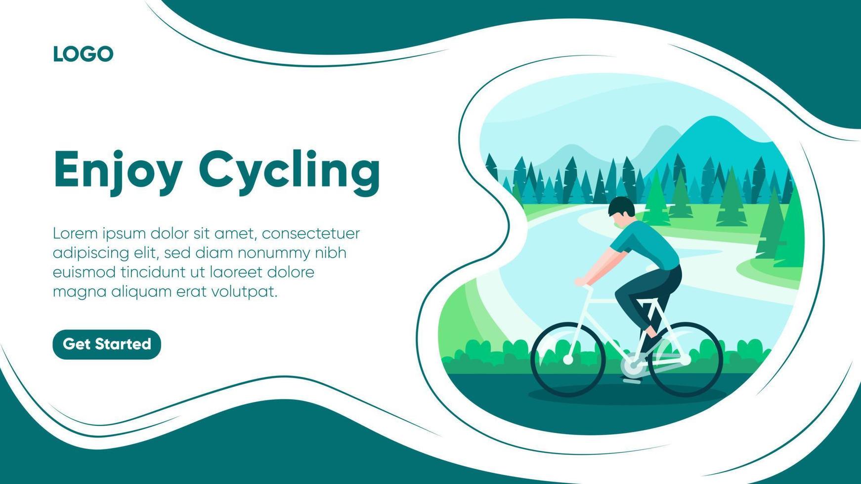 plantilla de banner editable con ilustración de disfrutar del ciclismo vector