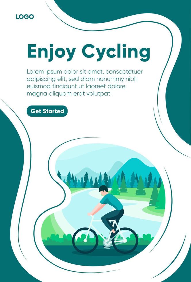 Editable Poster Template with Illustration of Enjoy Cycling vector