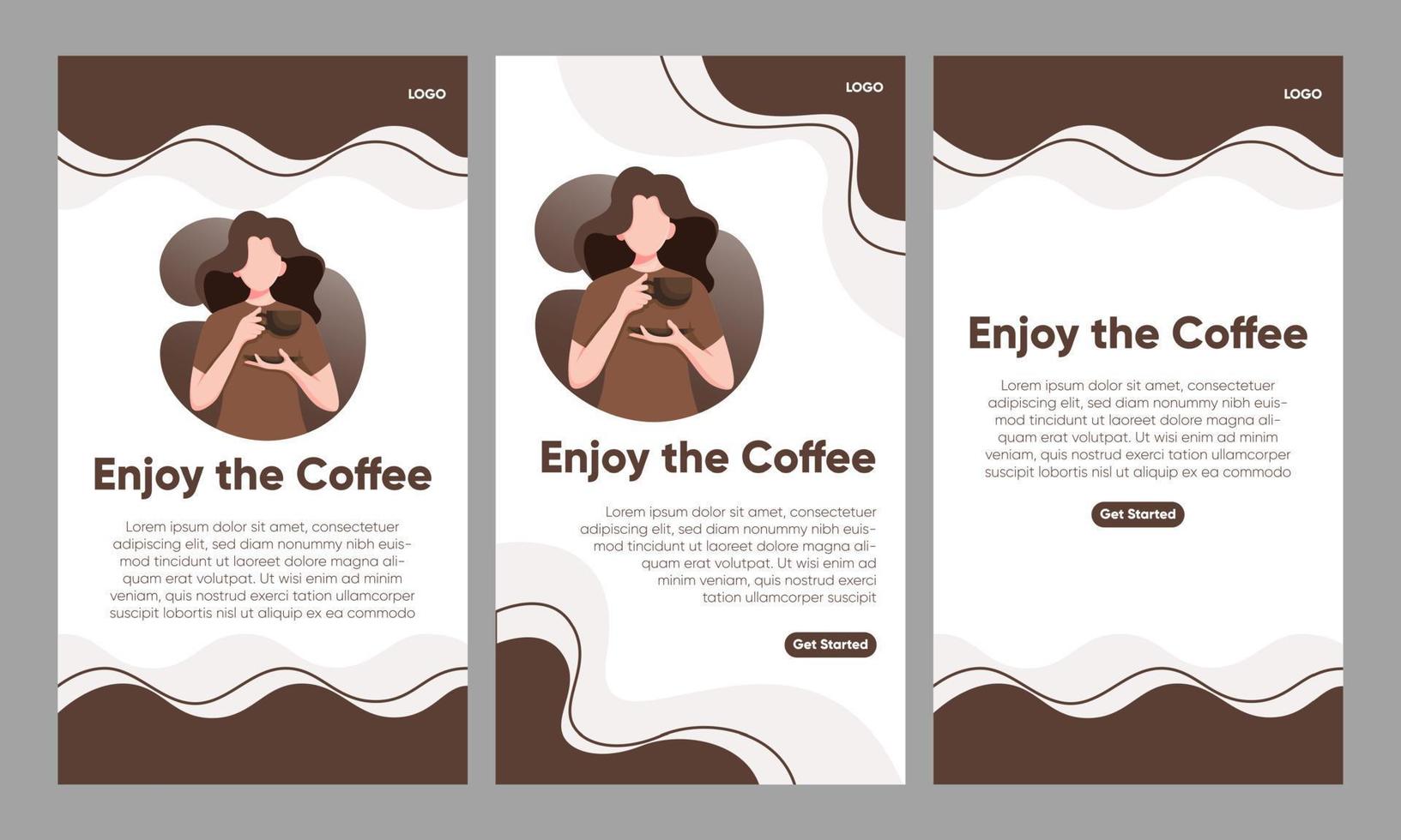 plantilla editable de historias de redes sociales con ilustración de una mujer disfrutando de un café vector