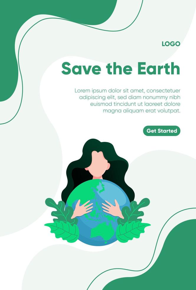 Editable Poster Template With Illustration Of Save The Earth vector