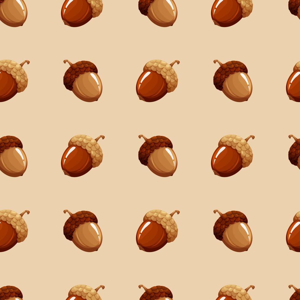Pattern with light and dark acorns on beige background vector