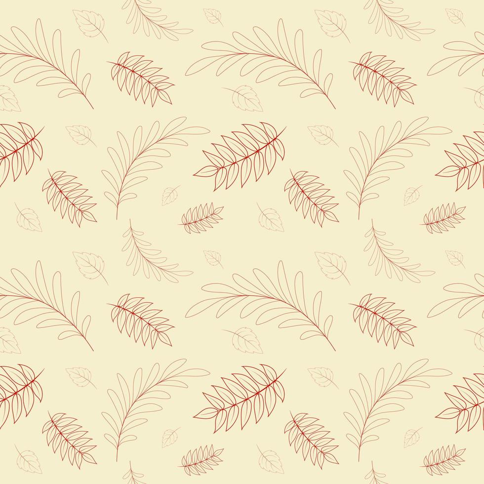 patrón de otoño con hojas contorneadas sobre fondo beige 2 vector