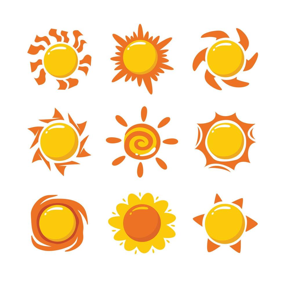 Sun Decorative Icon Set vector