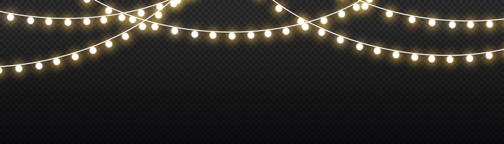 Christmas lights isolated on a transparent background. Christmas