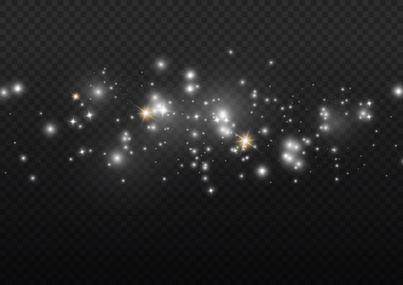 efecto de fondo de partículas de brillo blanco vectorial para tarjeta rica de saludo de lujo. efecto de luz especial de brillo de chispas blancas. textura brillante. chispas de polvo de estrellas en una explosión sobre un fondo negro. vector