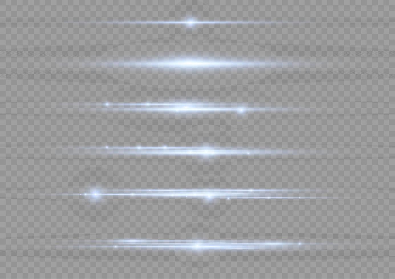 Set of blue horizontal highlights. Laser beams, horizontal beams of light. Beautiful light reflections. Glowing stripes on a light background. Glowing abstract sparkling background. vector