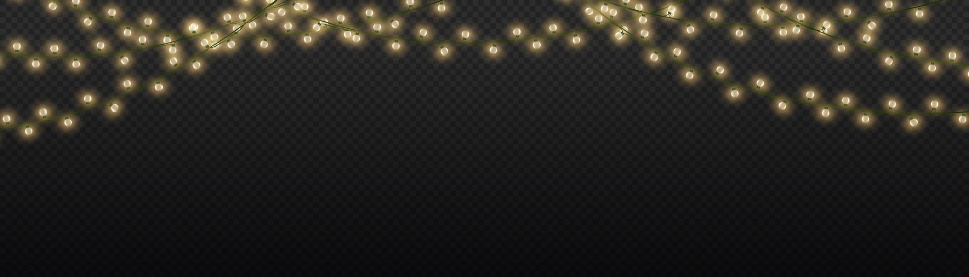 luces navideñas aisladas en un fondo transparente. guirnalda brillante de navidad para el año nuevo y la navidad. efecto de luz. ilustración vectorial vector