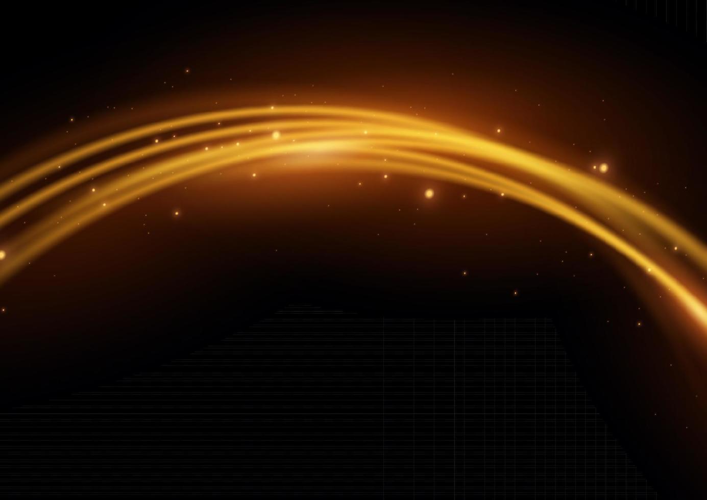 Golden glowing shiny lines effect vector background. Luminous white lines of speed. Light glowing effect. Light trail wave, fire path trace line and incandescence curve twirl.