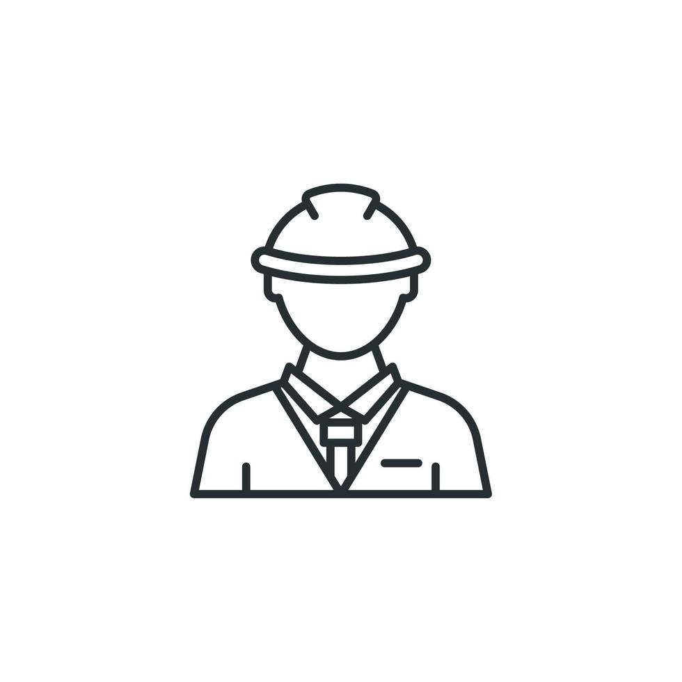 Vector sign of Construction worker symbol is isolated on a white background. Construction worker icon color editable.