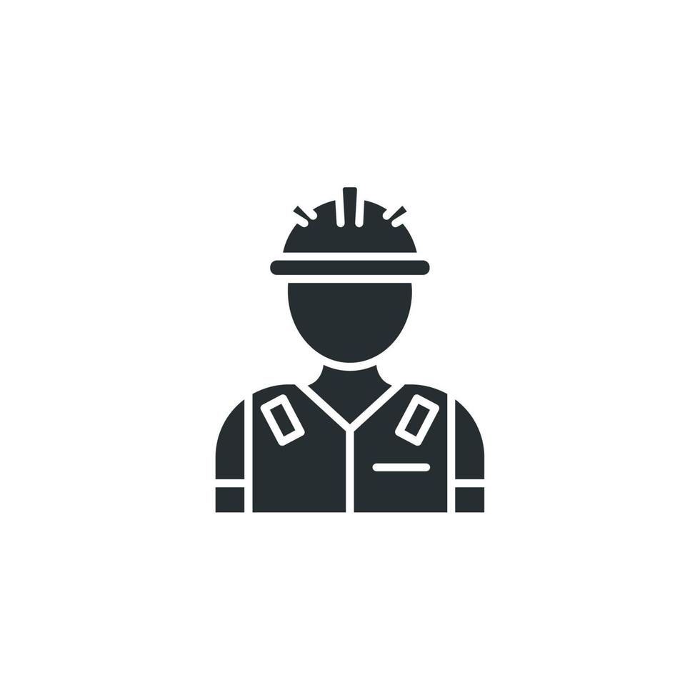 Vector sign of Construction worker symbol is isolated on a white background. Construction worker icon color editable.