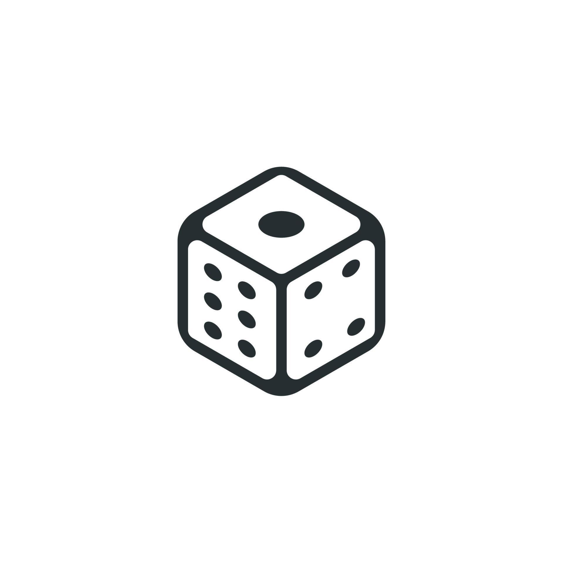 Vector sign of dice symbol is isolated on a white background. dice icon