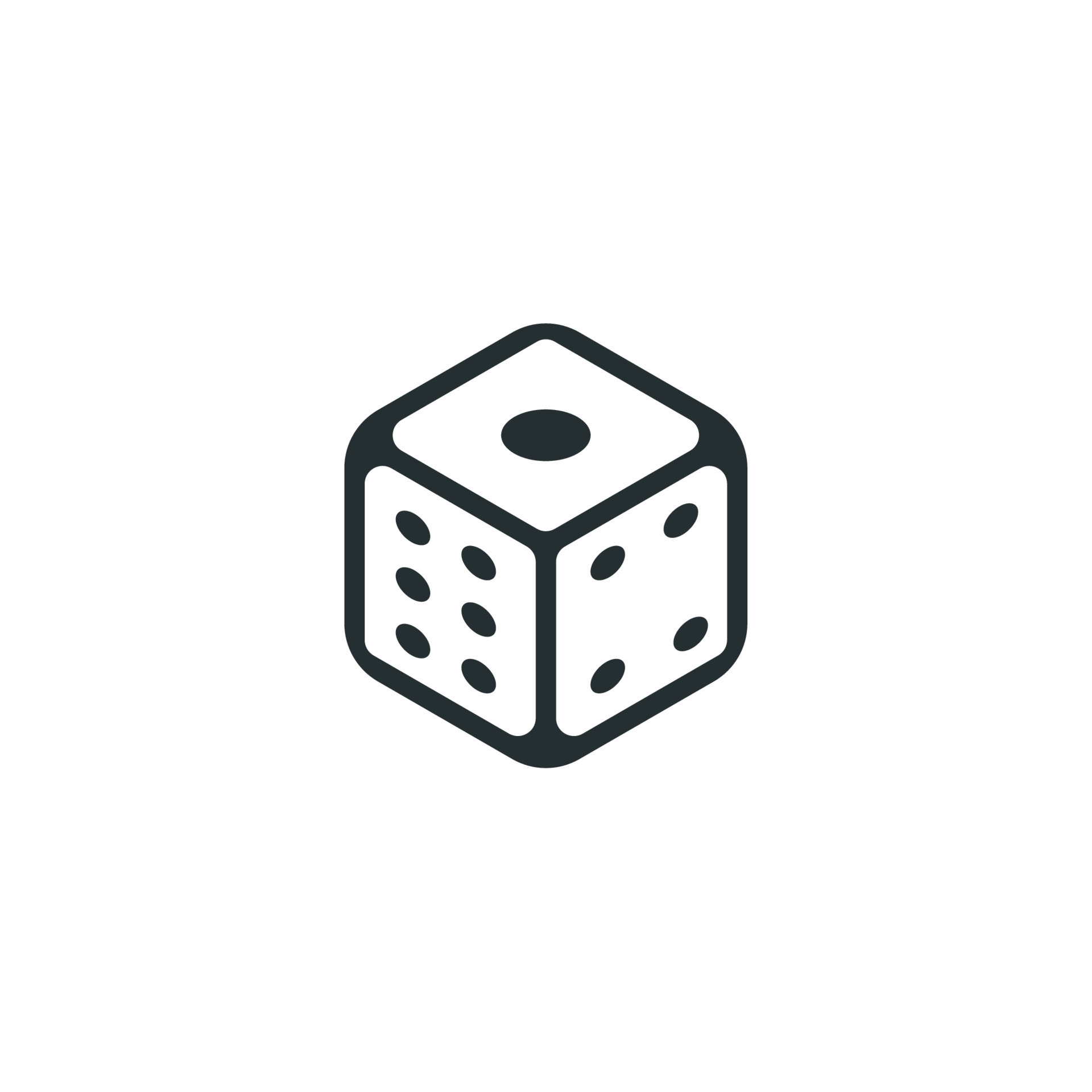 Vector sign of dice symbol is isolated on a white background. dice icon