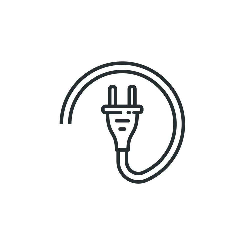 Vector sign of plug symbol is isolated on a white background. plug icon color editable.