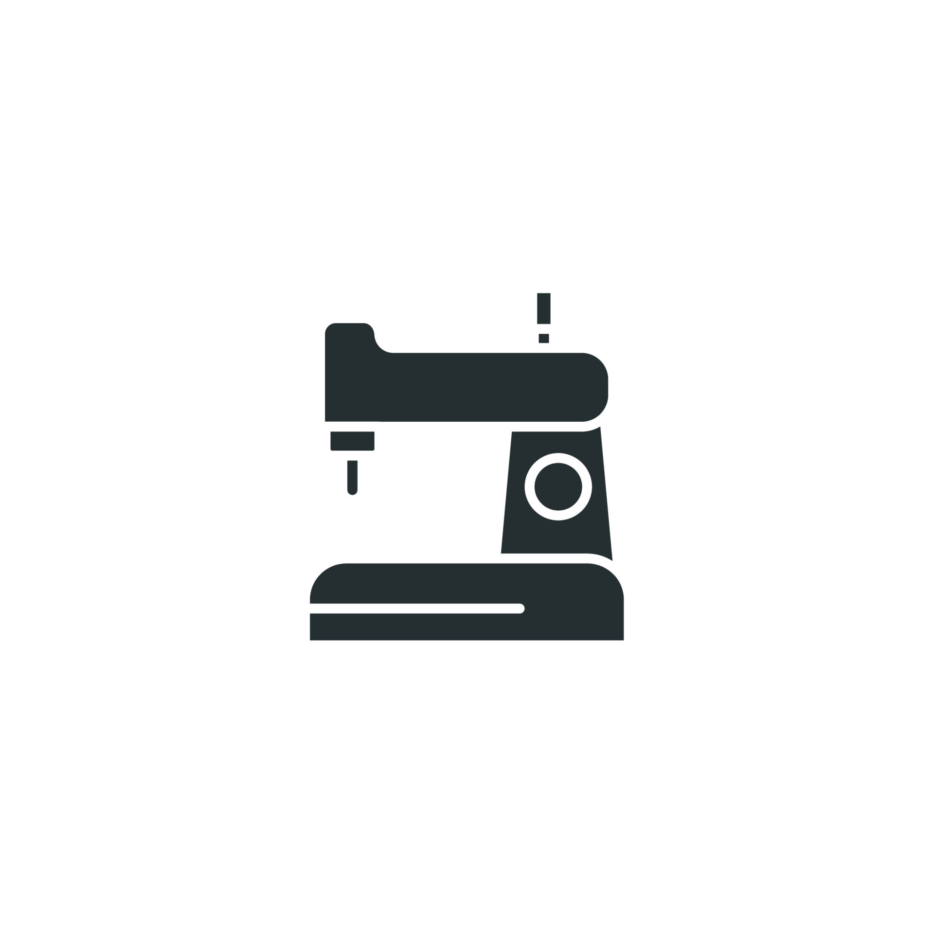Vector sign of sewing machine symbol is isolated on a white background