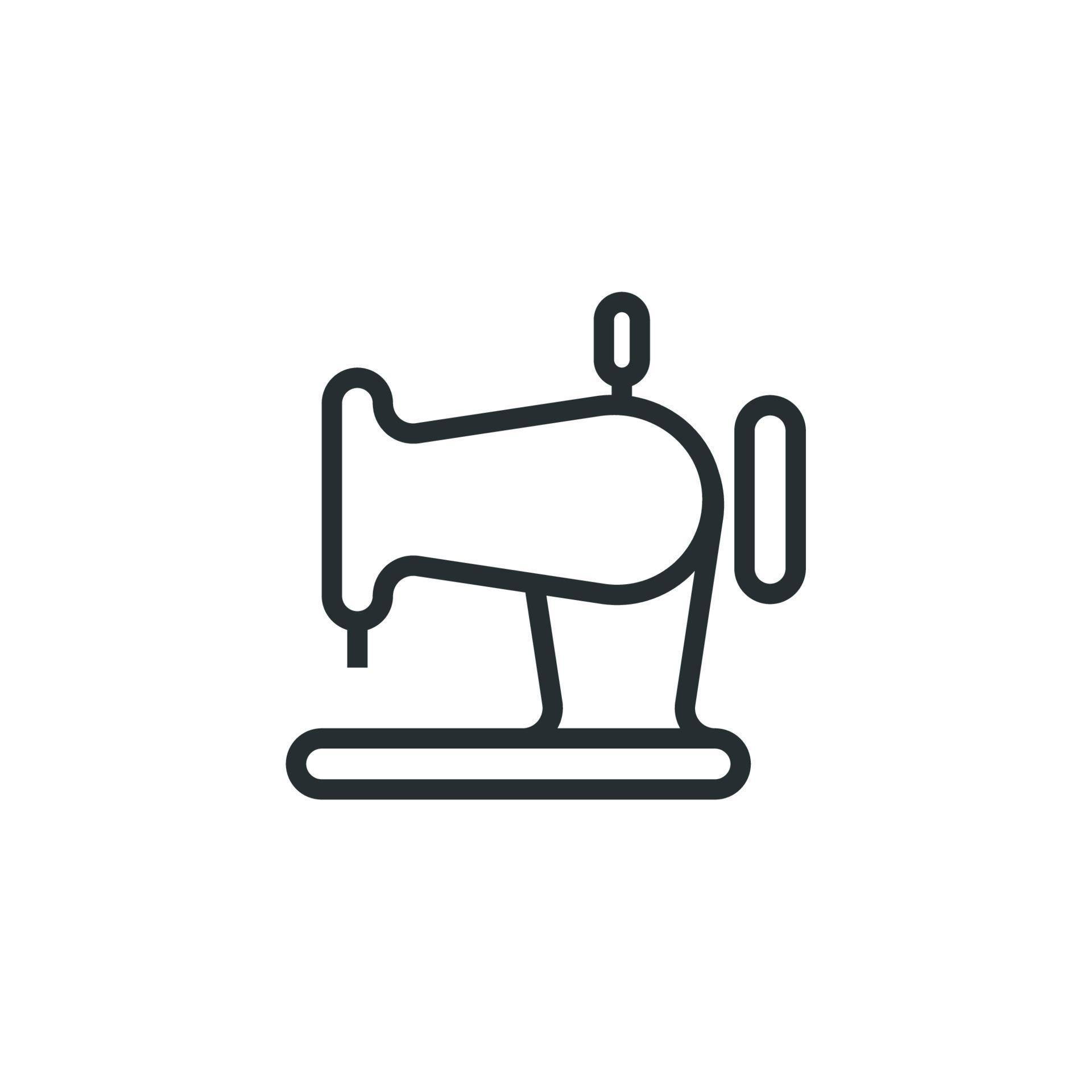 Vector sign of sewing machine symbol is isolated on a white background