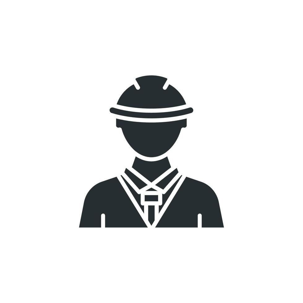 Vector sign of Construction worker symbol is isolated on a white background. Construction worker icon color editable.