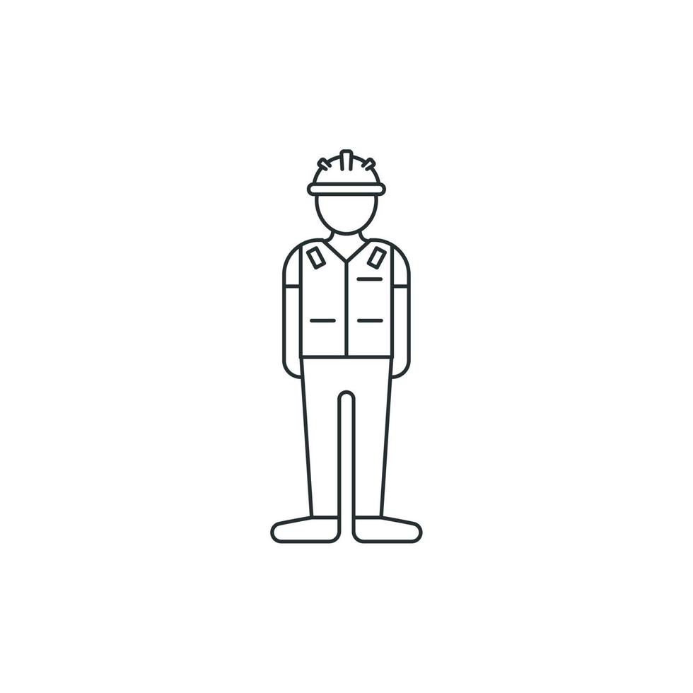 Vector sign of Construction worker symbol is isolated on a white background. Construction worker icon color editable.