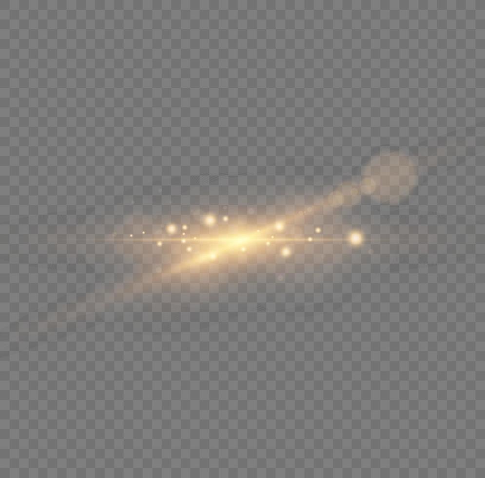 estrella brillante, partículas solares y chispas con efecto de realce, luces doradas, brillo bokeh y lentejuelas. conjunto de destellos y destellos de luz dorada transparente, vector