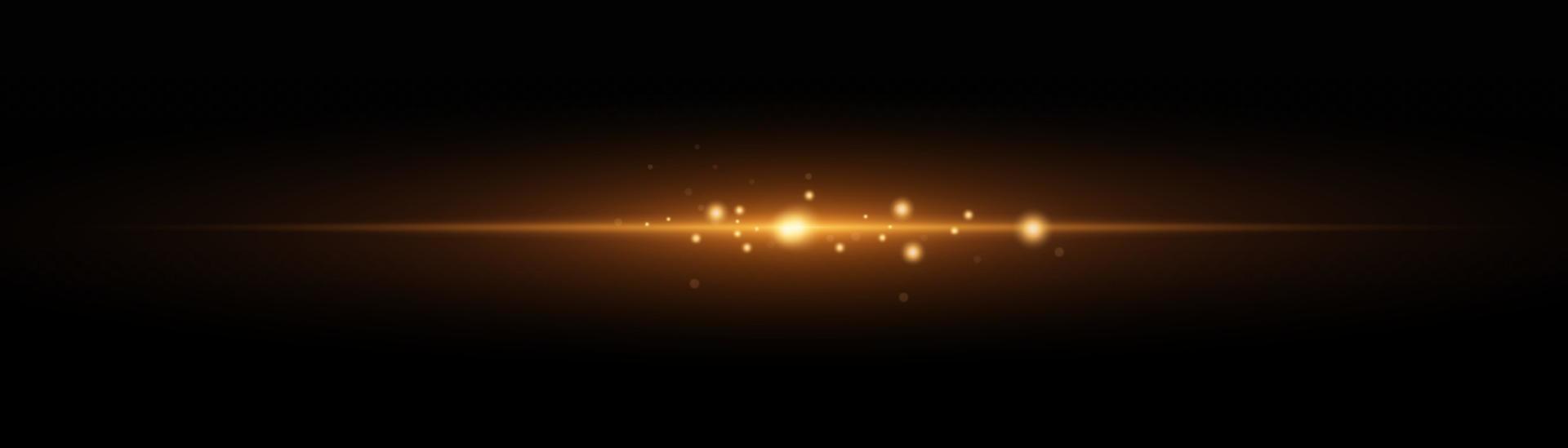 Transparent golden light flare and sparkles set, vector