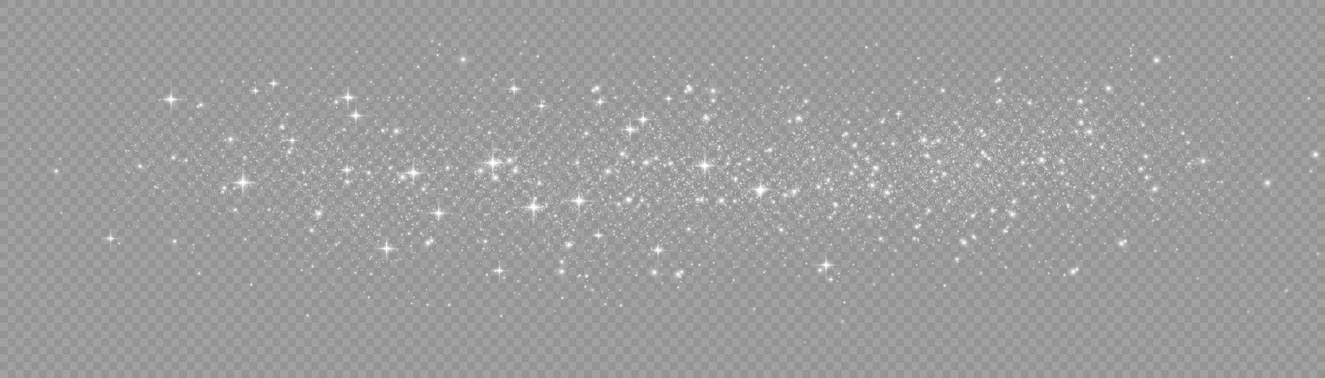 efecto de fondo de partículas de brillo blanco vectorial para tarjeta rica de saludo de lujo. efecto de luz especial de brillo de chispas blancas. textura brillante. chispas de polvo de estrellas en una explosión sobre un fondo negro. vector