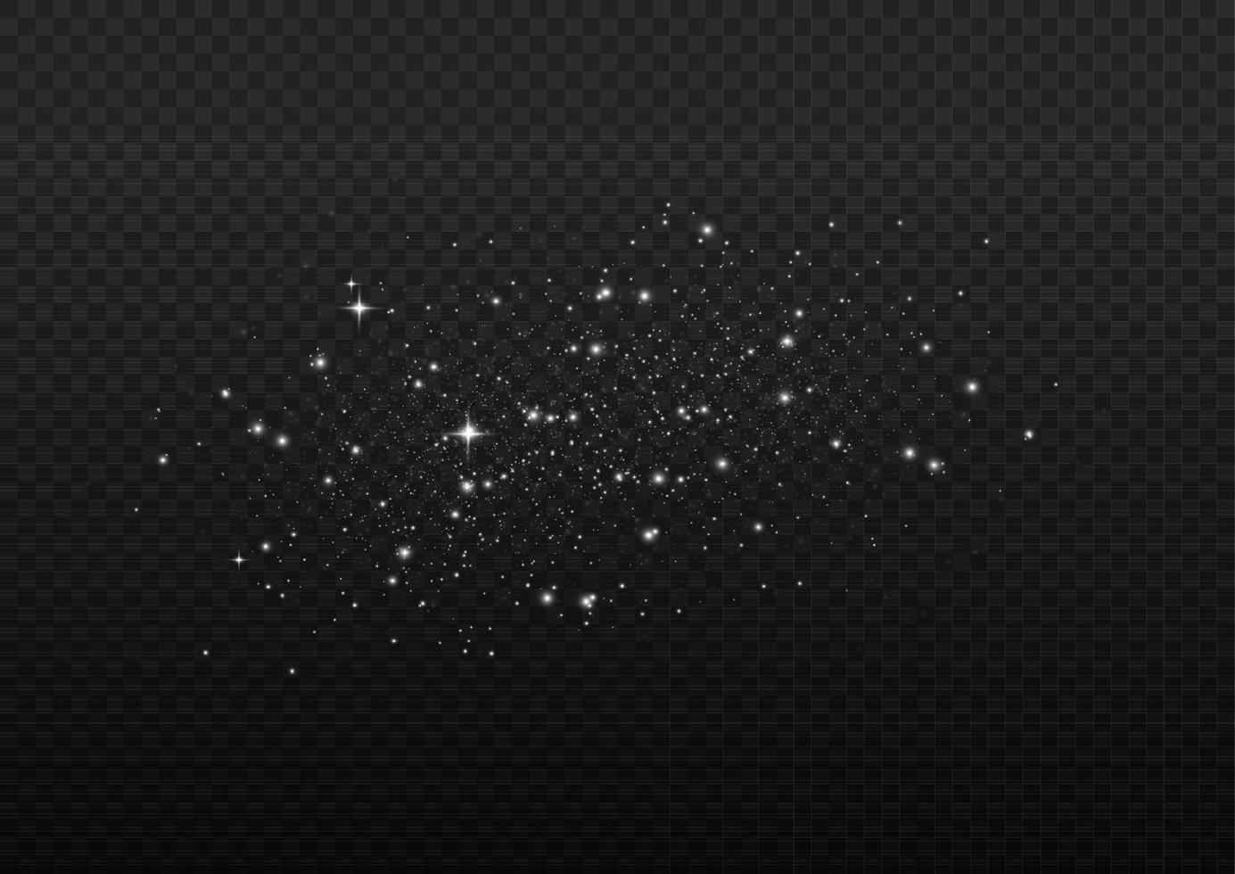 efecto de fondo de partículas de brillo blanco vectorial para tarjeta rica de saludo de lujo. efecto de luz especial de brillo de chispas blancas. textura brillante. chispas de polvo de estrellas en una explosión sobre un fondo negro. vector