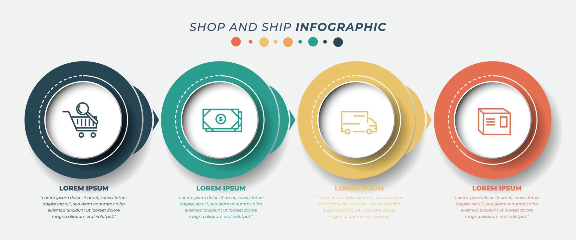 diseño de plantilla de infografía con círculo blanco y círculo de color en el diseño posterior vector