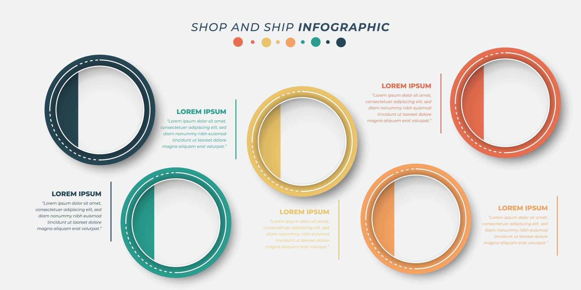 plantilla infográfica en diseño circular con el color de una parte del diseño circular vector