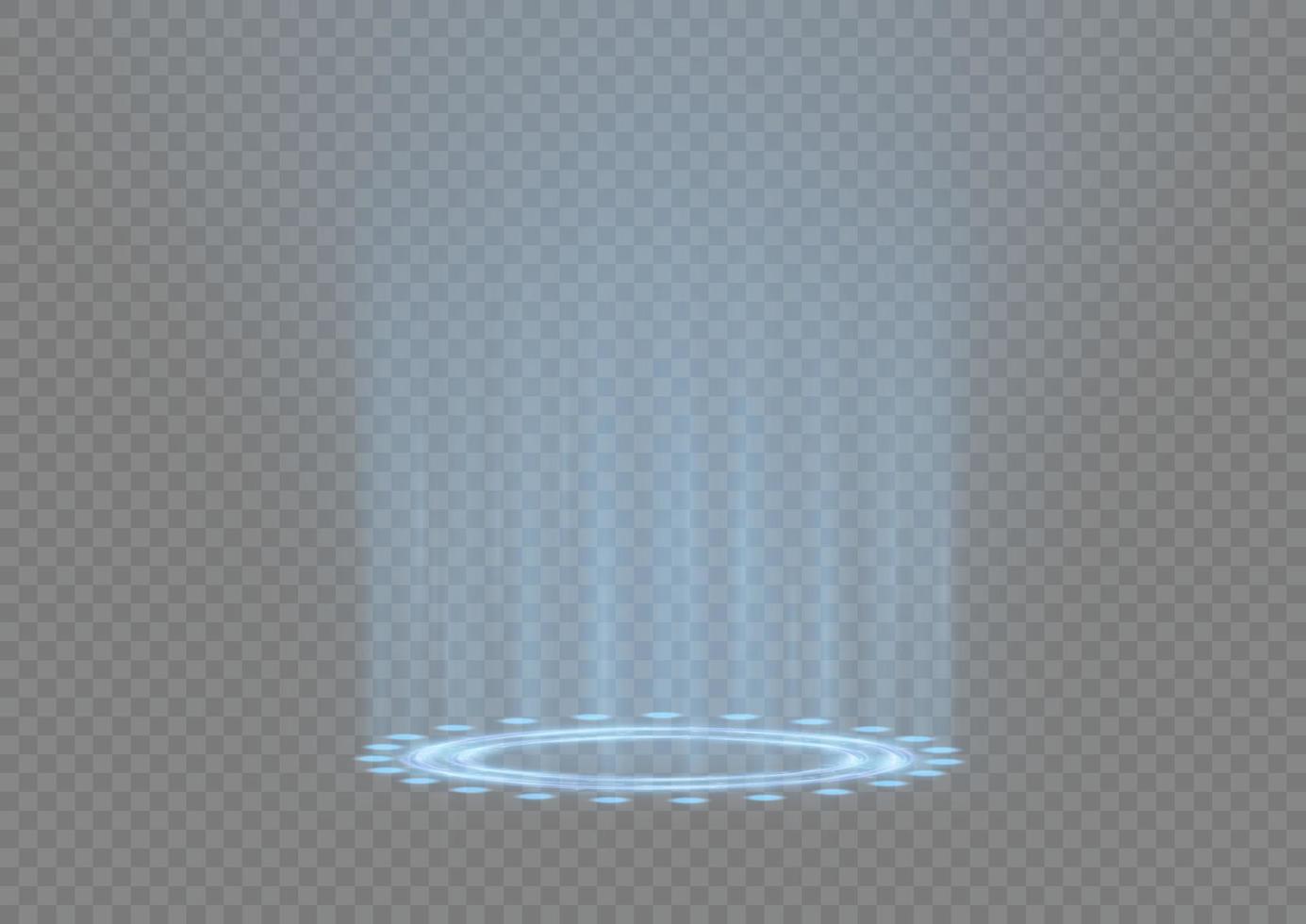 Circular portals, teleport, hologram gadget. Futuristic teleport. Projector HUD or podium for magic circle teleportation. Set of circle holograms.Empty podium light effect vector