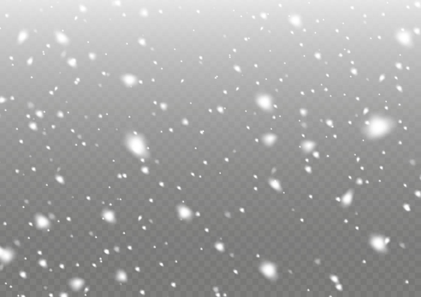 White snowflakes are flying in the air. snow background.Many white cold flakes elements.  Snow and wind. Vector heavy snowfall, snowflakes in various shapes and forms.