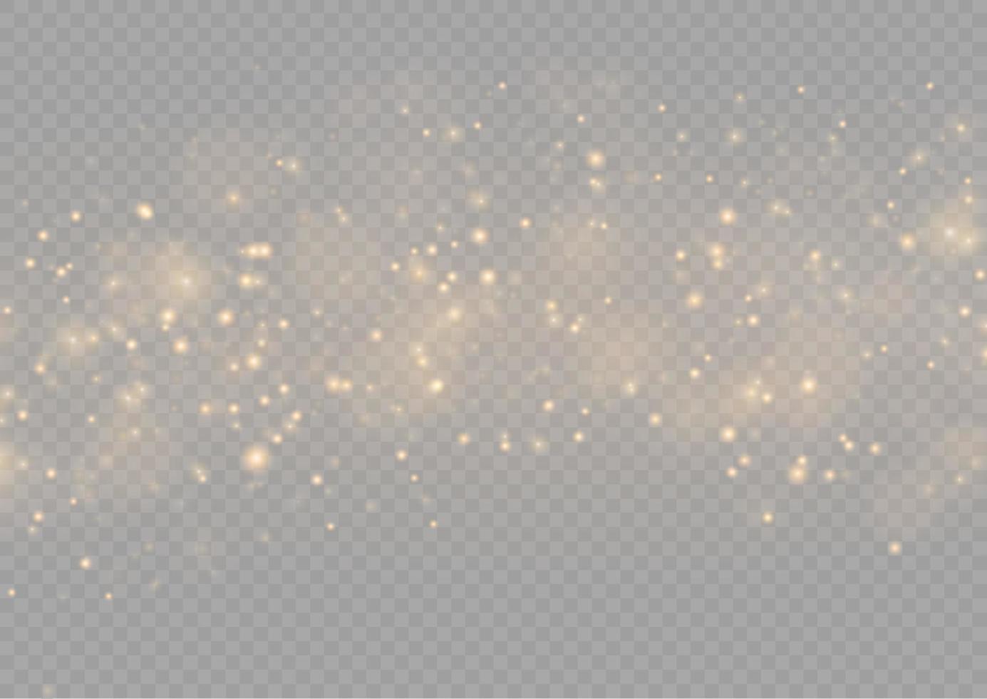 The dust sparks and golden stars shine with special light. Vector sparkles. Christmas light effect.