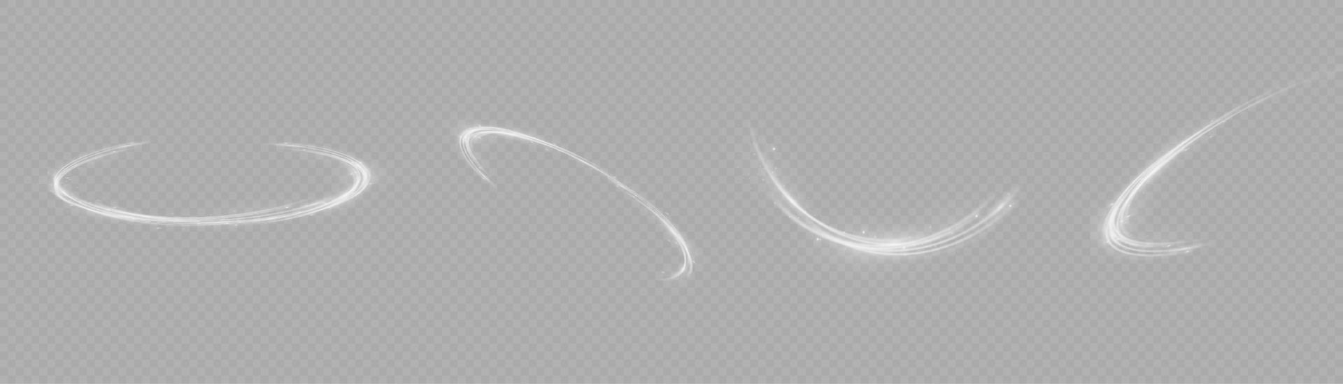 White glowing shiny lines effect vector background. Luminous white lines of speed. Light glowing effect. Light trail wave, fire path trace line and incandescence curve twirl.