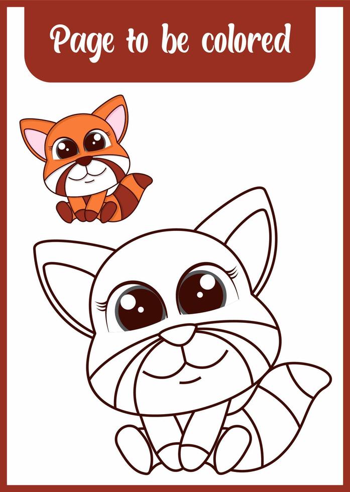 Hand drawn red panda for coloring, coloring page vector, blank printable design for children to fill in vector