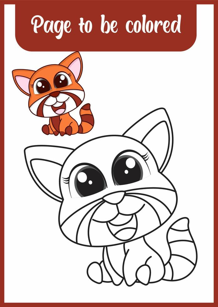 Hand drawn red panda for coloring, coloring page vector, blank printable design for children to fill in vector